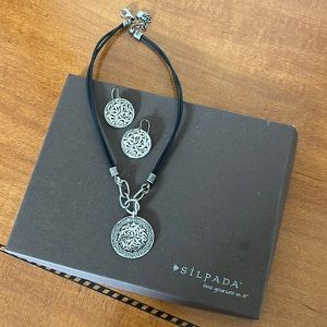 Silpada sterling and black choker with matching earrings